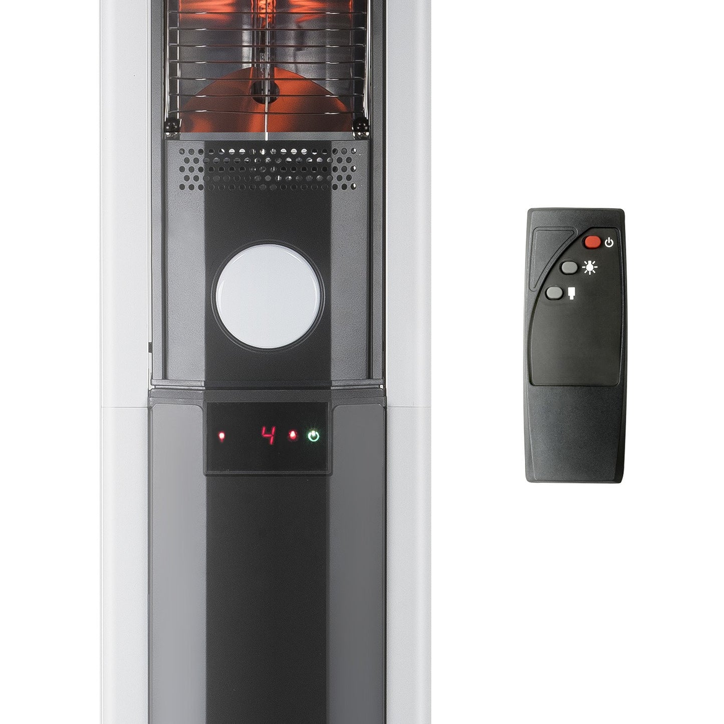 Freestanding Electric Patio Heater- 1.8kW with 5 Heat Setting Remote and Light