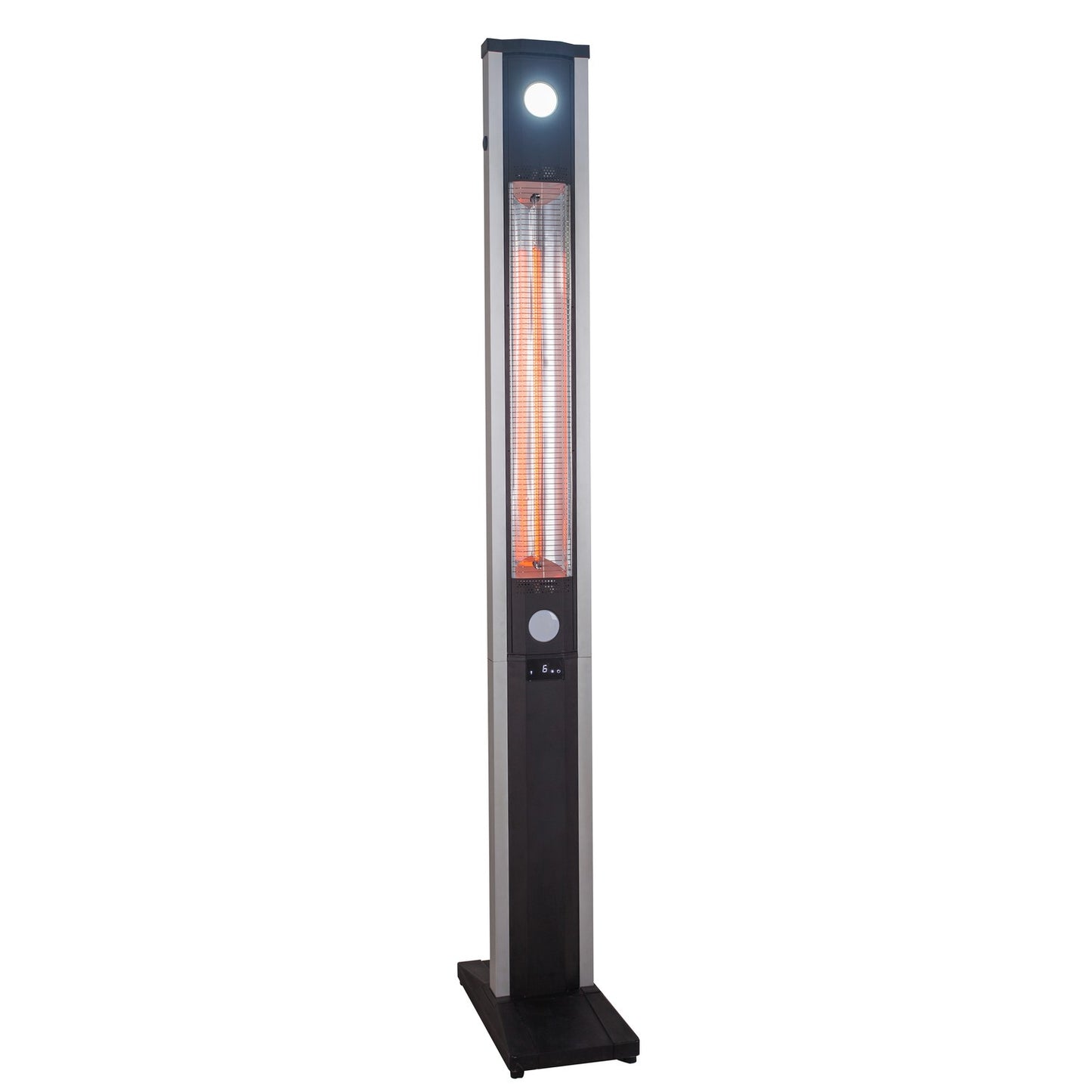 Freestanding Electric Patio Heater- 1.8kW with 5 Heat Setting Remote and Light