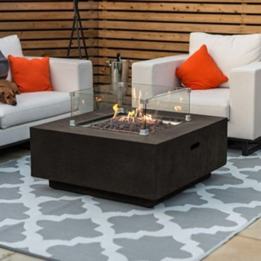 NOVA Albany Gas Fire Pit & Wind Guard- Coffee