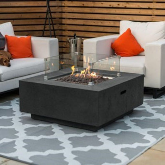 NOVA Albany Gas Fire Pit & Wind Guard- Dark Grey