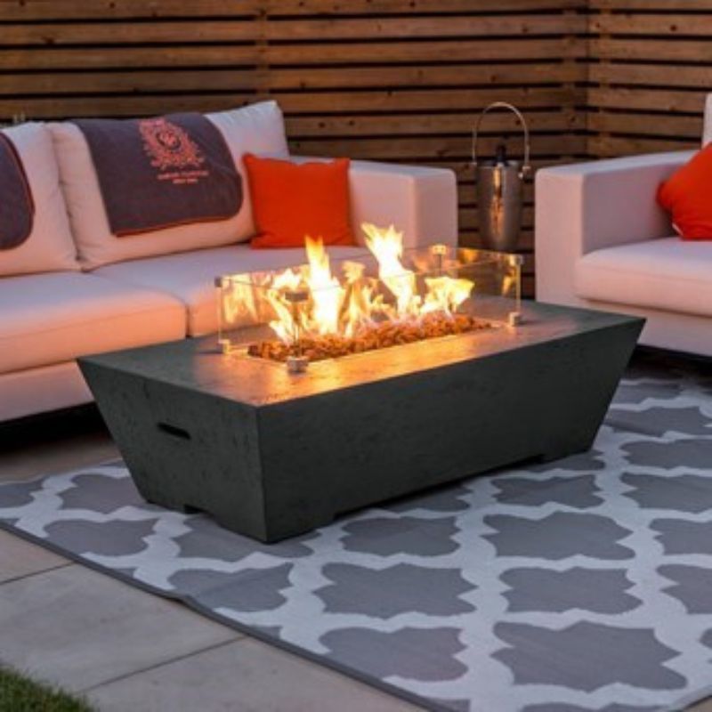 Nova Gladstone Gas Fire Pit & Wind Guard- Dark Grey