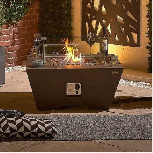 Nova Perth Square Fire Pit with Wind Guard- Coffee